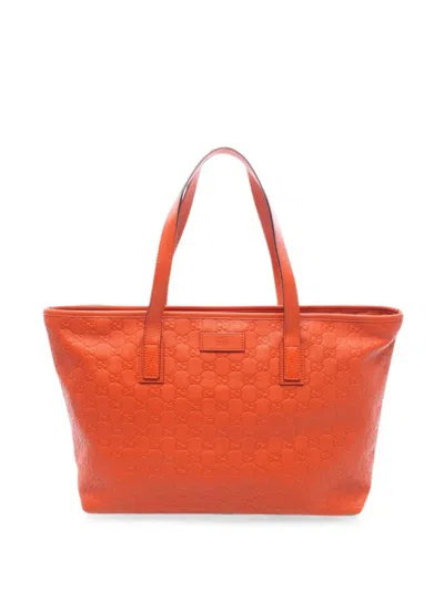 Pre-owned Gucci 2000-2015 Medium Ssima Tote Bag In Orange