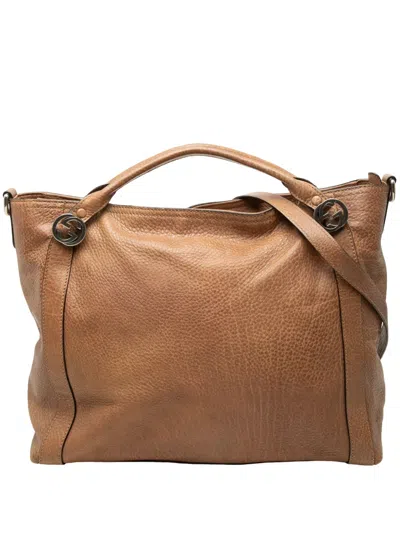Pre-owned Gucci 2000-2015 Medium Leather Miss Gg Satchel In Brown