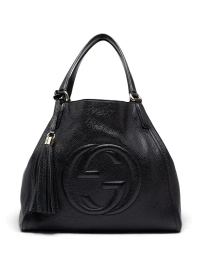 Pre-owned Gucci 2000-2015 Medium Leather Soho Cellarius Tote Satchel In Black