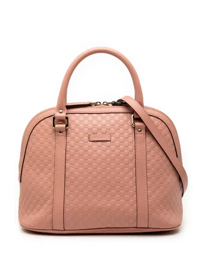 Pre-owned Gucci 2000-2015 Medium Microssima Dome Satchel In Pink