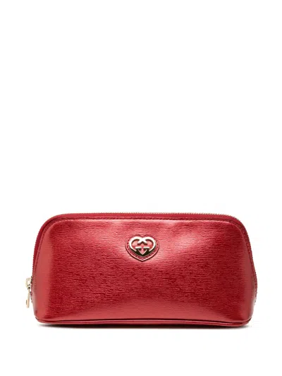 Pre-owned Gucci 2000-2015 Metallic Calfskin Lovely Cosmetic Pouch In Red