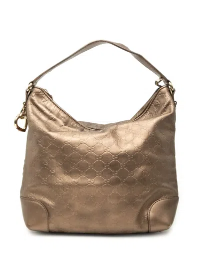 Pre-owned Gucci 2000-2015 Metallic Ssima Heart Bit Shoulder Bag In Brown