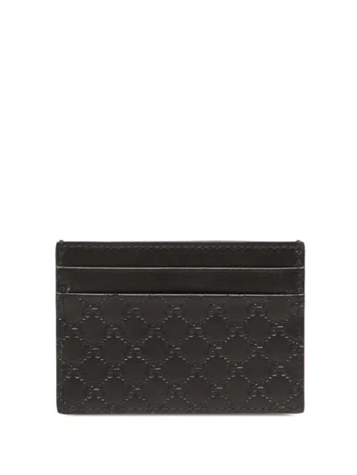 Pre-owned Gucci 2000-2015 Microssima Card Holder In Black