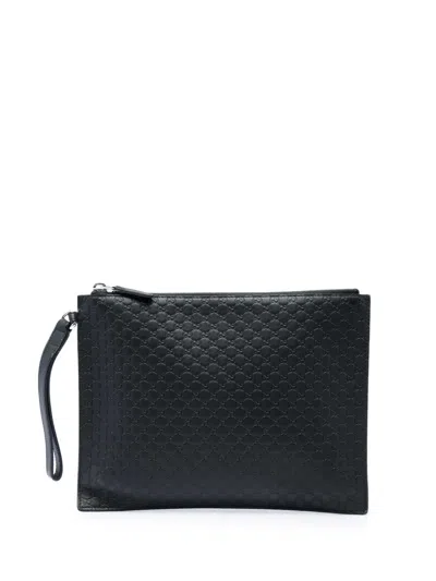 Pre-owned Gucci 2000-2015 Microssima Clutch Bag In Black