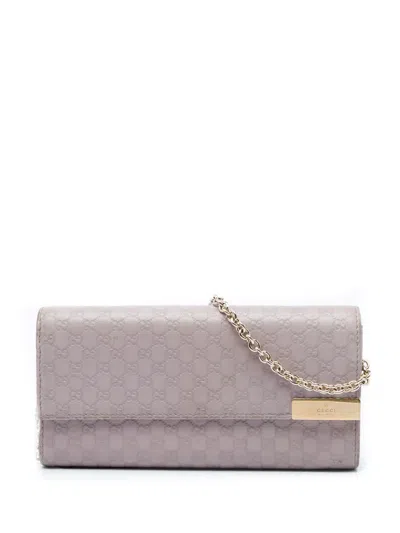 Pre-owned Gucci 2000-2015 Microssima Dice Wallet On Chain Shoulder Bag In Purple