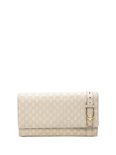 Pre-owned Gucci 2000-2015 Microssima Nice Wallet Long Wallets In White