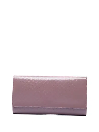 Pre-owned Gucci 2000-2015 Microssima Patent Broadway Clutch Bag In Pink