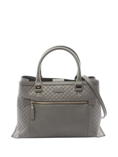 Pre-owned Gucci 2000-2015 Microssima Satchel In Grey