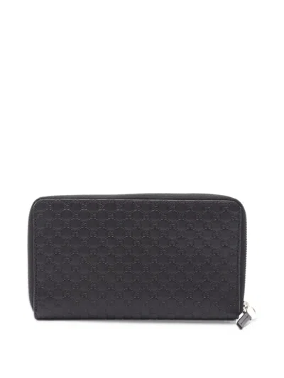Pre-owned Gucci 2000-2015 Microssima Wallet Long Wallets In Black