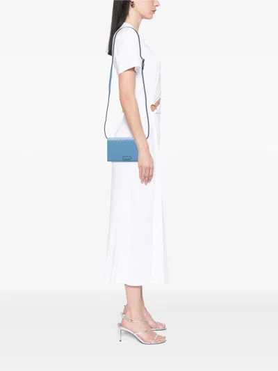 Pre-owned Gucci 2000-2015 Microssima Wallet On Strap Crossbody Bag In Blue
