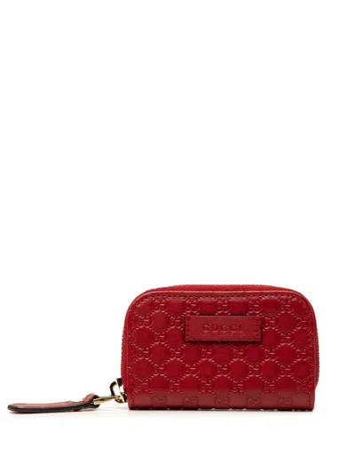 Pre-owned Gucci 2000-2015 Microssima Zip Around Purse Coin Pouch In Red