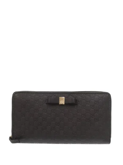 Pre-owned Gucci 2000-2015 Microssima Zip Around Wallet Long Wallets In Black