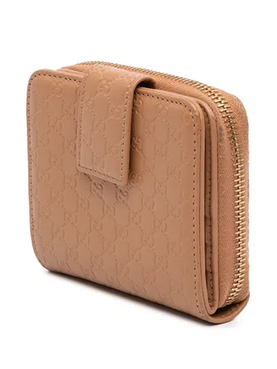 Pre-owned Gucci 2000-2015 Microssima Zip Around Wallet Small Wallets In Brown