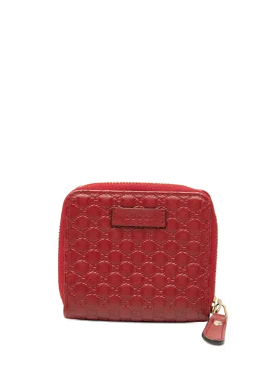 Pre-owned Gucci 2000-2015 Microssima Zip Around Wallet Small Wallets In Red