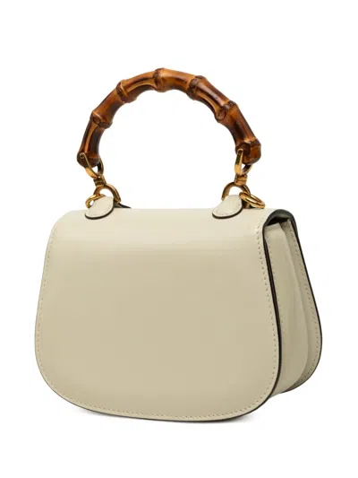 Pre-owned Gucci 2000-2015 Mini Calfskin 1947 Bamboo Top Handle Bag Satchel In White