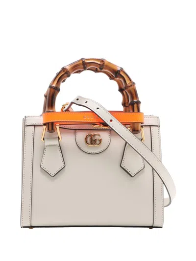 Pre-owned Gucci 2000-2015 Mini Calfskin Bamboo Diana Satchel In White