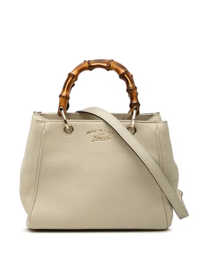 Pre-owned Gucci 2000-2015 Mini Calfskin Bamboo Shopper Satchel In Brown