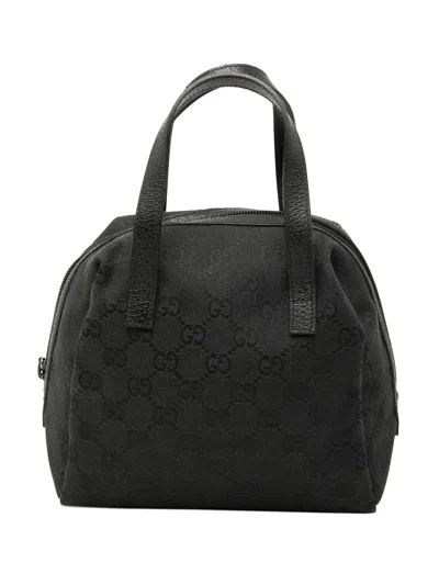 Pre-owned Gucci 2000-2015 Mini Gg Canvas Balthus Tofu Bag Handbag In Black