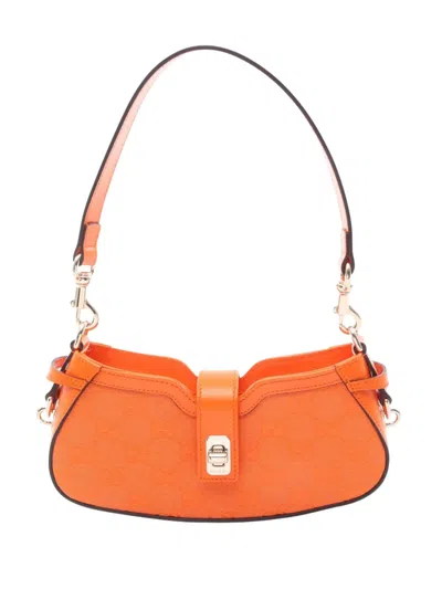 Pre-owned Gucci 2000-2015 Mini Gg Canvas Moon Side Shoulder Bag In Orange