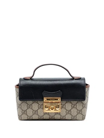 Pre-owned Gucci 2000-2015 Mini Gg Supreme Padlock Satchel In Neutral