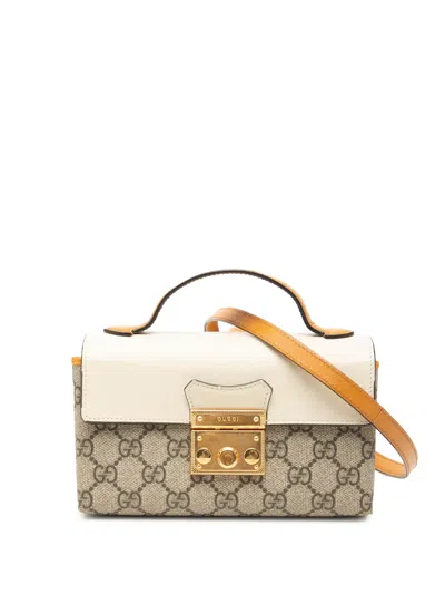 Pre-owned Gucci 2000-2015 Mini Gg Supreme Padlock Satchel In Neutral