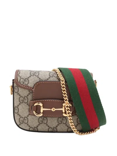Pre-owned Gucci 2000-2015 Mini Gg Supreme Web Horsebit 1955 Satchel In Neutrals