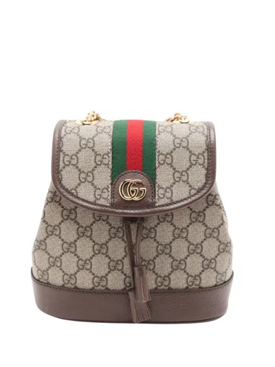 Pre-owned Gucci 2000-2015 Mini Gg Supreme Web Ophidia Backpack In Neutrals