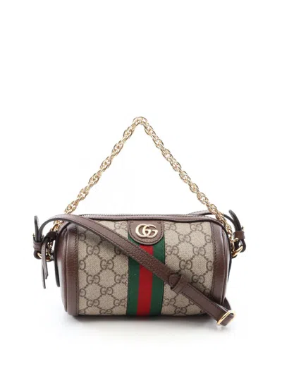 Pre-owned Gucci 2000-2015 Mini Gg Supreme Web Ophidia Satchel In Neutral