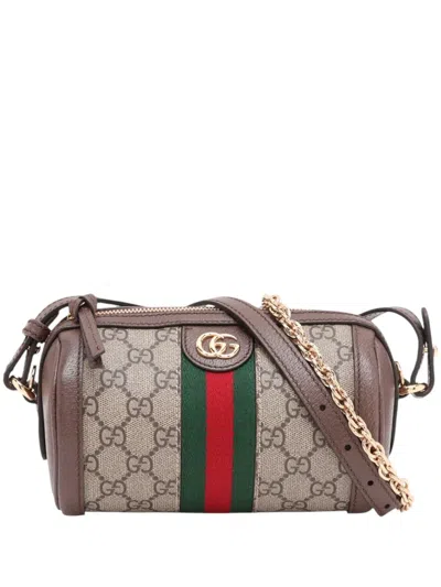 Pre-owned Gucci 2000-2015 Mini Gg Supreme Web Ophidia Satchel In Neutrals