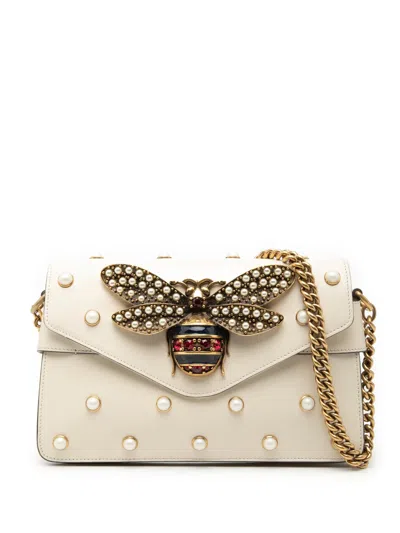 Pre-owned Gucci 2000-2015 Mini Leather Queen Margaret Broadway Satchel In White
