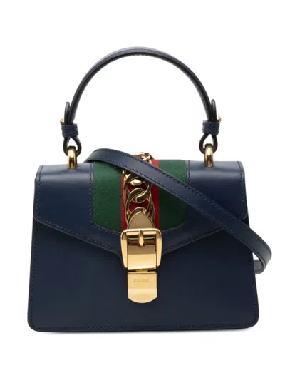 Pre-owned Gucci 2000-2015 Mini Leather Sylvie Satchel In Blue