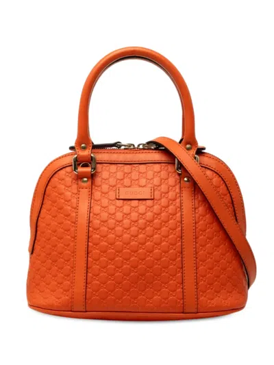 Pre-owned Gucci 2000-2015 Mini Microssima Dome Satchel In Orange