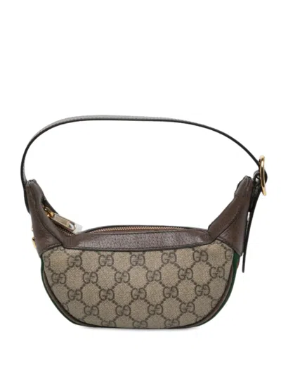 Pre-owned Gucci 2000-2015 Mini Ophidia Gg Supreme Web Shoulder Bag In Neutrals