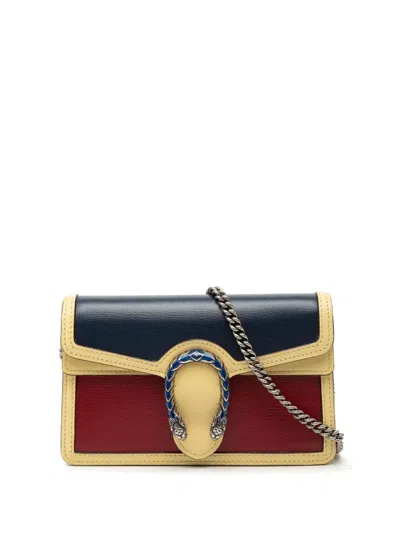 Pre-owned Gucci 2000-2015 Mini Tricolor Leather Dionysus Crossbody Bag In Blue