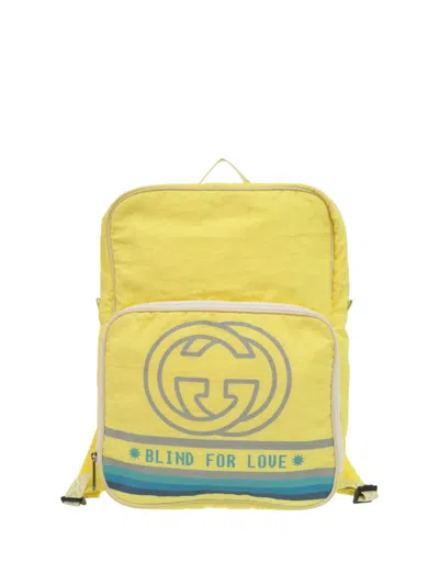 Pre-owned Gucci 2000-2015 Nylon Blind For Love Backpack In Blue