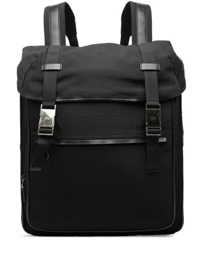 Pre-owned Gucci 2000-2015 Nylon Double Buckle Backpack In Black