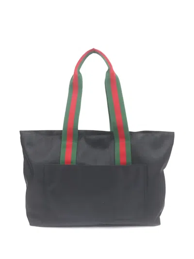Pre-owned Gucci 2000-2015 Nylon Web Tote Bag In Black