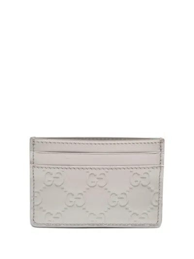 Pre-owned Gucci 2000-2015 Patent Ssima Card Holder In Silver