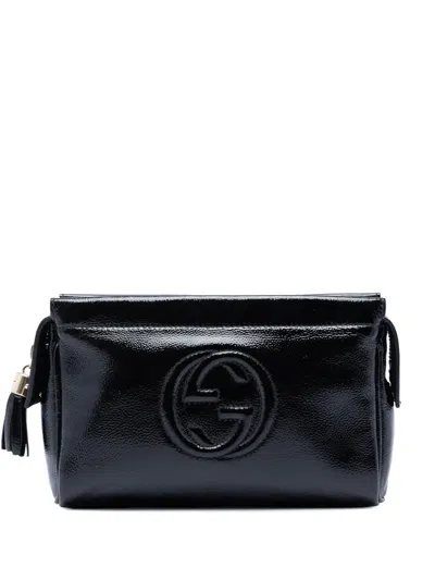 Pre-owned Gucci 2000-2015 Patent Soho Cosmetic Pouch In Black