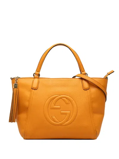 Pre-owned Gucci 2000-2015 Small Calfskin Soho Cellarius Satchel In Yellow