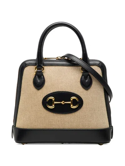 Pre-owned Gucci 2000-2015 Small Canvas Horsebit 1955 Satchel In Black