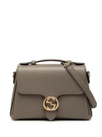 Pre-owned Gucci 2000-2015 Small Dollar Calf Interlocking G Satchel In Brown