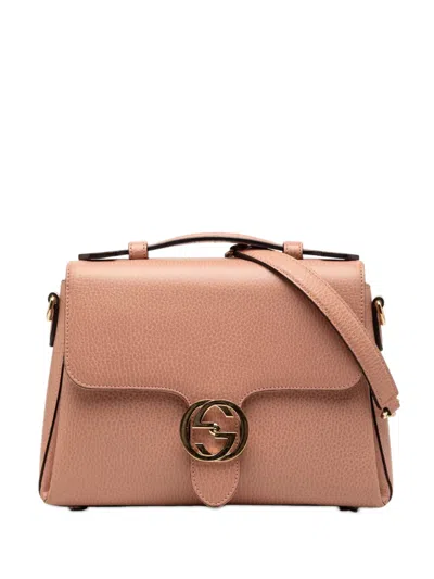 Pre-owned Gucci 2000-2015 Small Dollar Calf Interlocking G Satchel In Pink