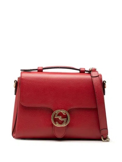 Pre-owned Gucci 2000-2015 Small Dollar Calf Interlocking G Satchel In Red