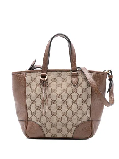Pre-owned Gucci 2000-2015 Small Gg Canvas Bree Satchel In Neutrals