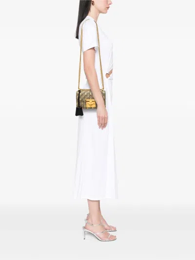 Pre-owned Gucci 2000-2015 Small Gg Supreme Bee Padlock Crossbody Bag In Neutrals