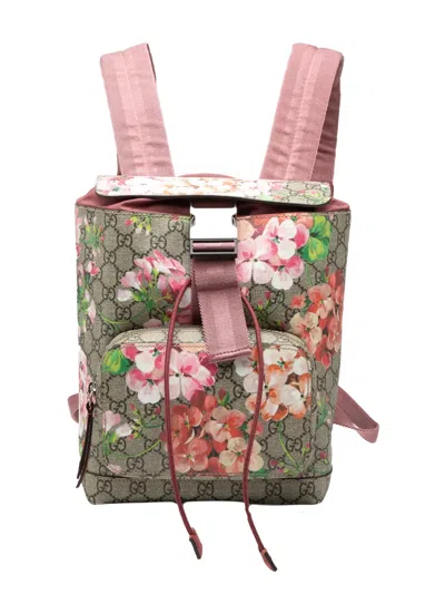 Pre-owned Gucci 2000-2015 Small Gg Supreme Blooms Single Buckle Backpack In Pink