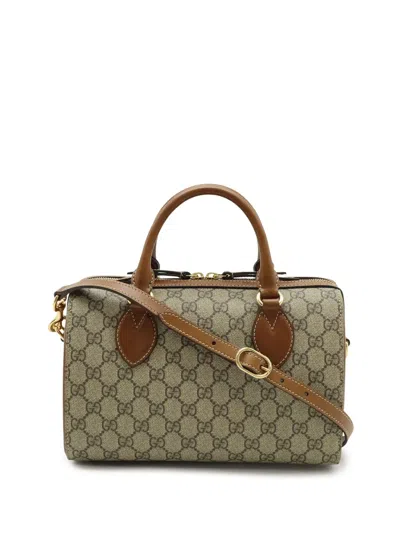 Pre-owned Gucci 2000-2015 Small Gg Supreme Boston Bag Satchel In Brown