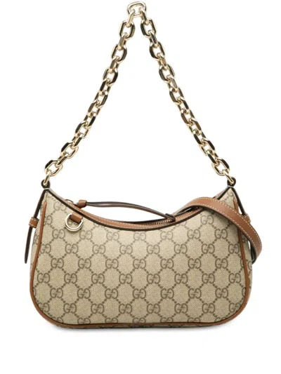 Pre-owned Gucci 2000-2015 Small Gg Supreme Emblem Shoulder Bag Satchel In Neutrals