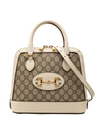 Pre-owned Gucci 2000-2015 Small Gg Supreme Horsebit 1955 Satchel In Neutral